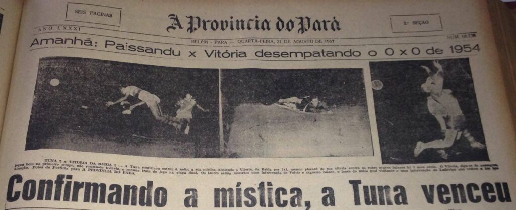 Em 1957, Vitória goleou Paysandu em fim de temporada no Pará 1 vitoriaxpaysandu1957