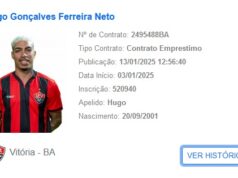 Reforço na lateral é regularizado no Vitória Hugo vit