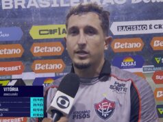 Destaque do jogo, Thiago Couto celebra empate com o Palmeiras fora de casa