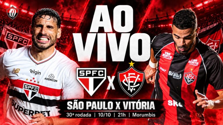 São Paulo x Vitória: onde assistir AO VIVO a partida da 30ª rodada do Brasileirão